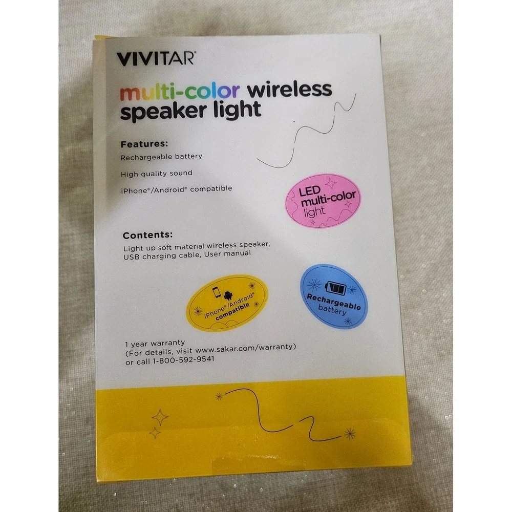 Vivitar Multi Color Wireless Speaker Light Dog Rechargeable LED Bluetooth New‎